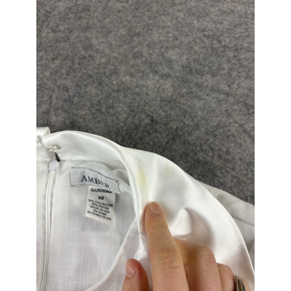 AMBER GARDENIA Women XS white Maxi Wedding Gown Elegant Tie Jacket Old Money SEE - Picture 5 of 9